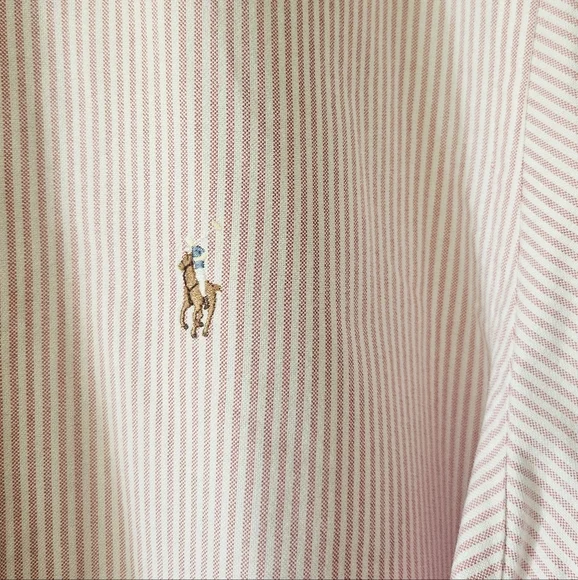 Ralph Lauren Mens Thick Pink Pinstripe Classic Fit Pony Logo Shirt 17.5 36/37 - Picture 4 of 7